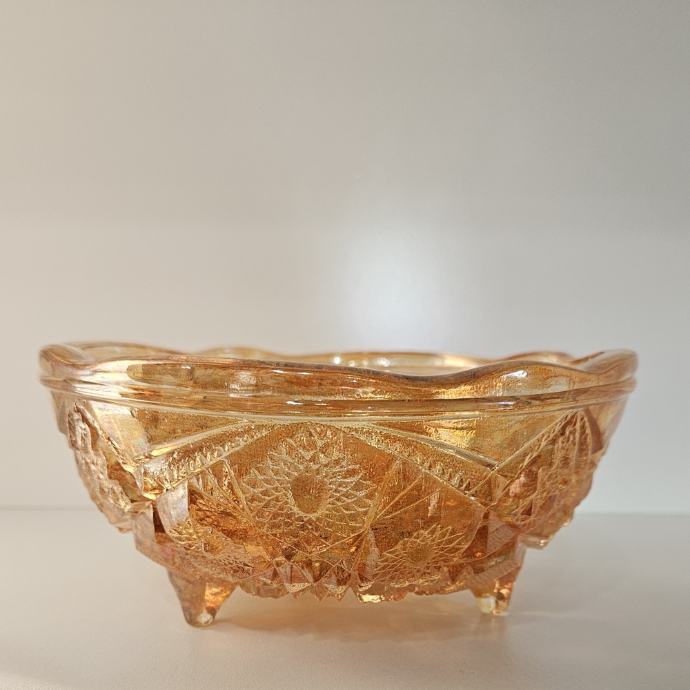 Jeanette Glass Marigold Carnival Glass Bowl